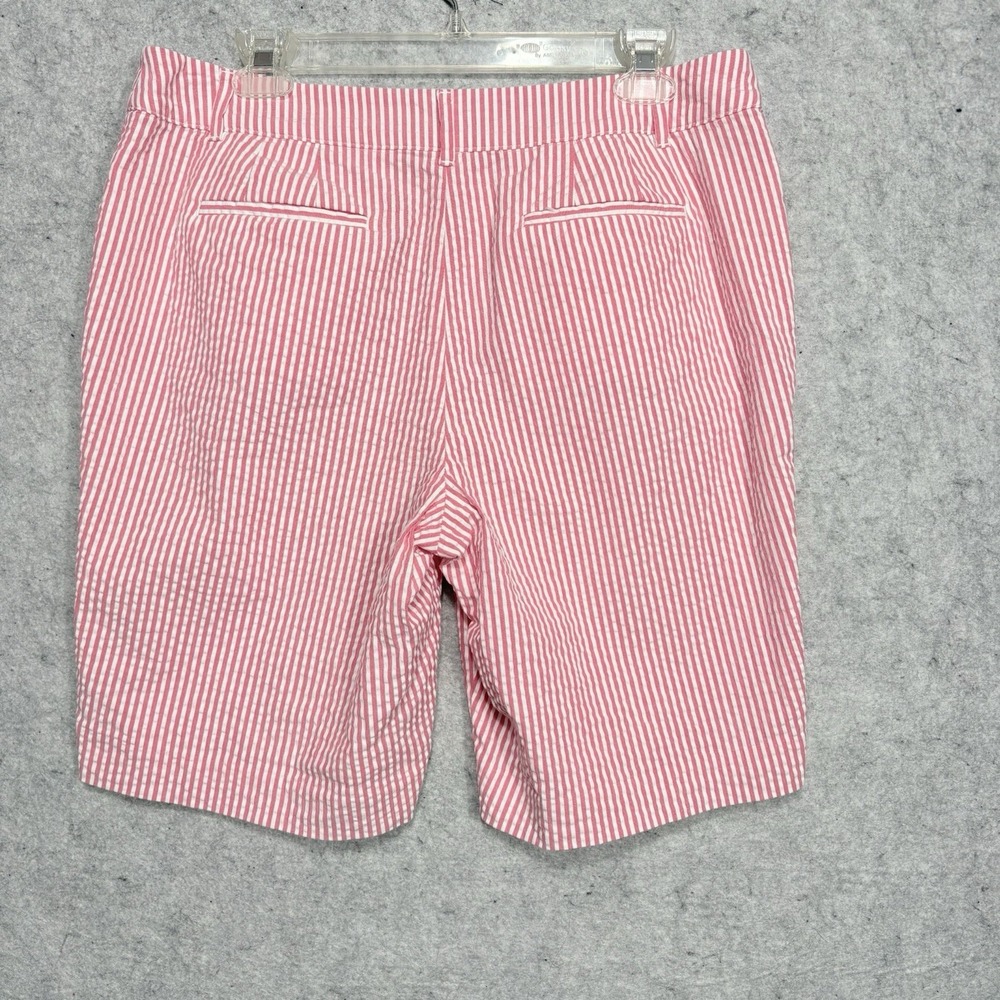 Talbots Petite 12P Pink White Seersucker Bermuda Shorts Preppy Coastal - Picture 5 of 11